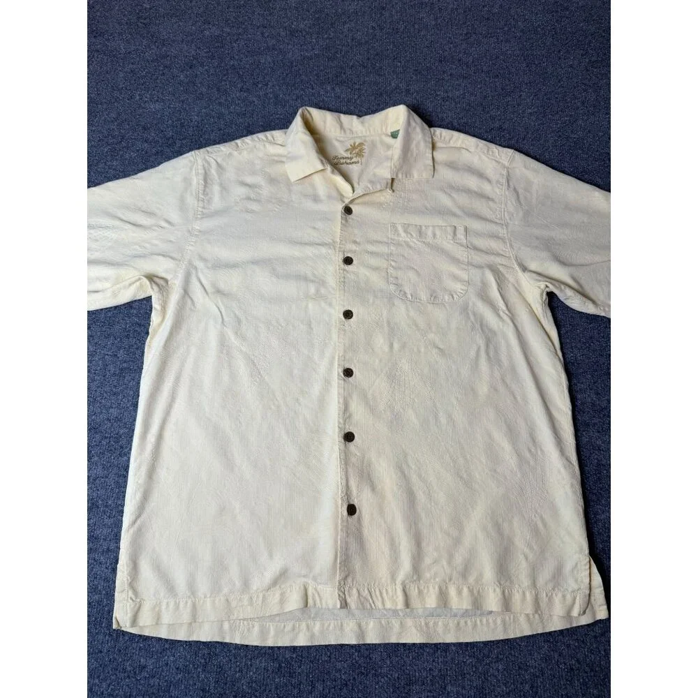 Tommy Bahama Shirt Mens L 100% Silk Hawaiian‎ Beach Short Sleeve Button Down